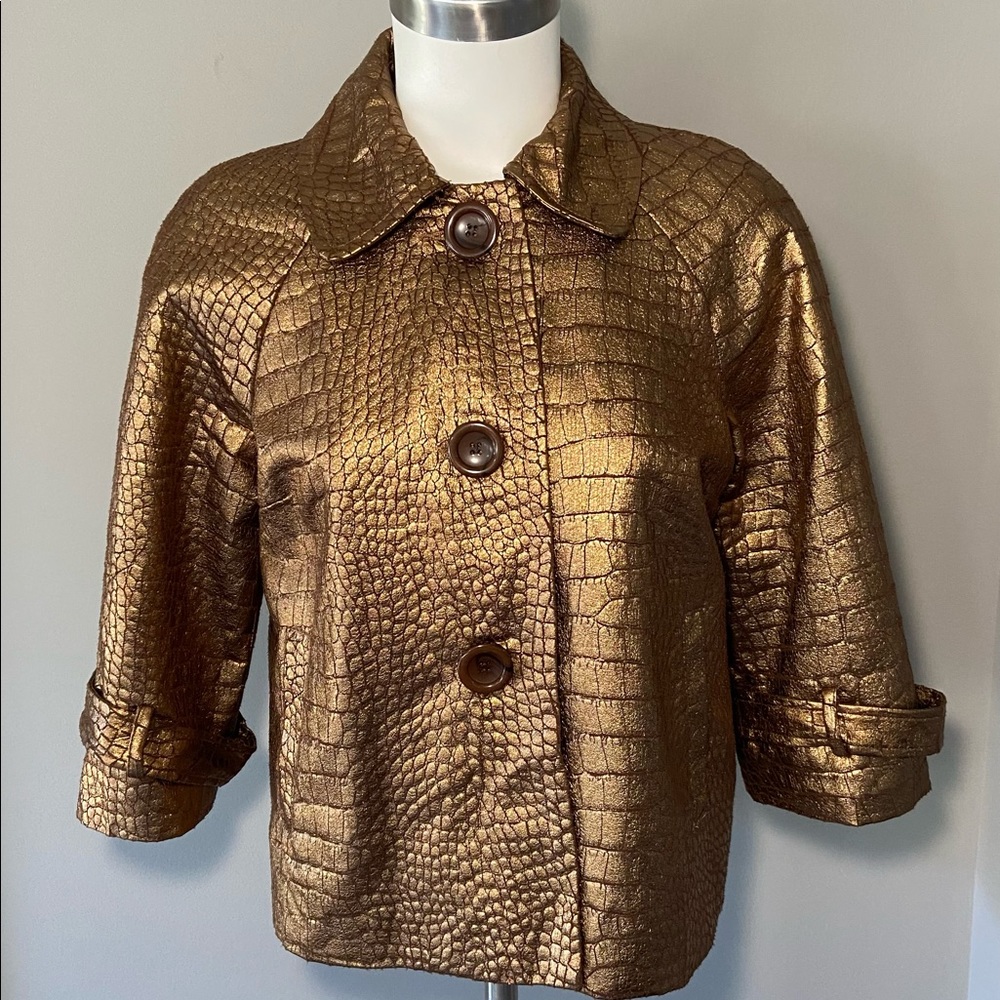 Birch Hill Ladies Sz SP Copper Animal Print Jacket New WO Tag 3/4 Length Sleeves